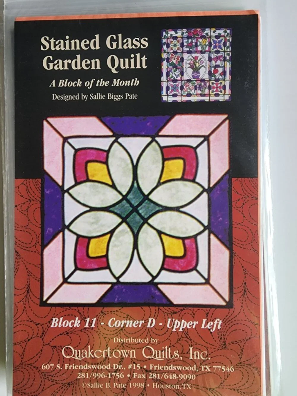Rare Stained Glass Garden Quilt Pattern Quakertown Quilts  Full Set 14 Patterns